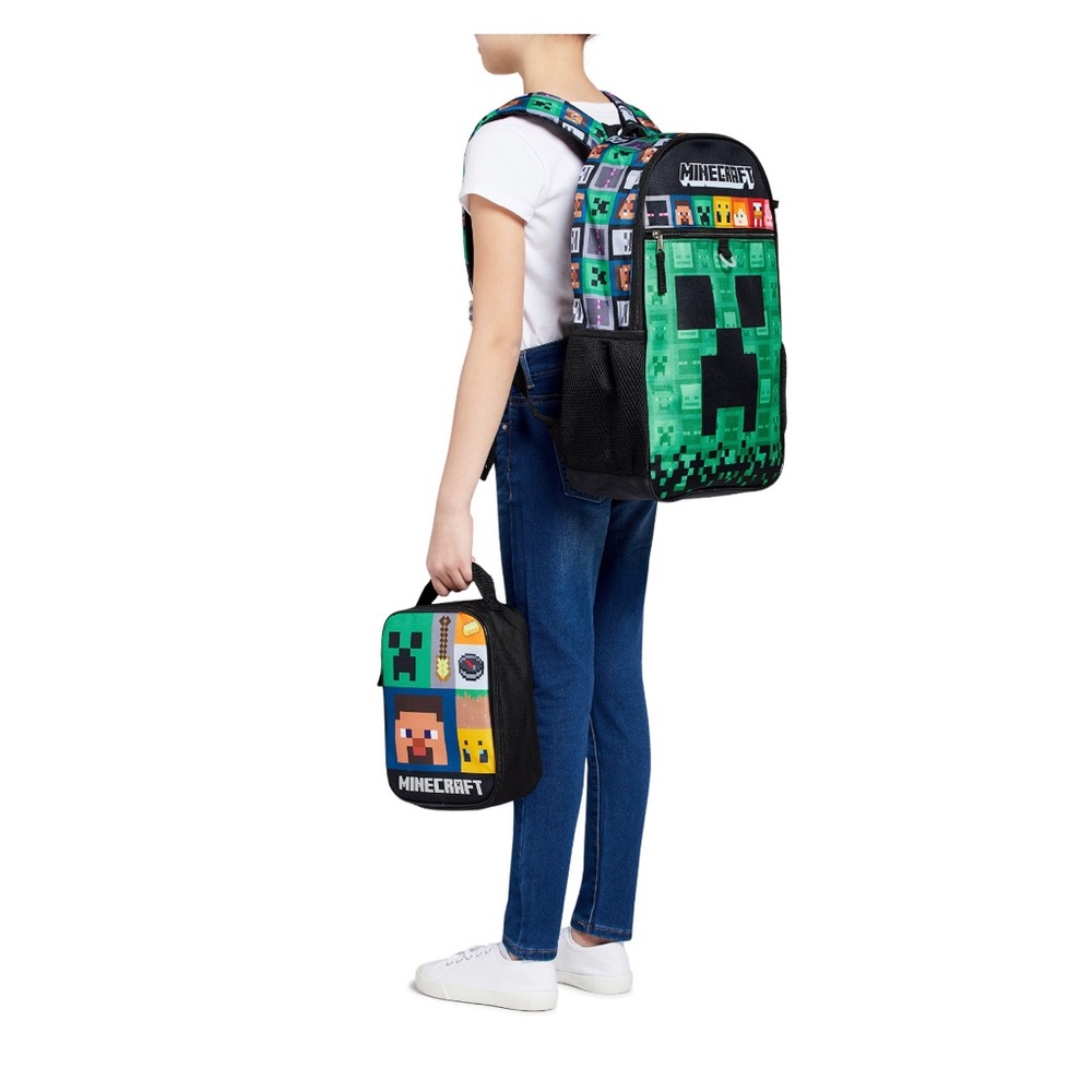 Minecraft 4pc kids Backpack Set with padded laptop sleeve, lunch bag & pad new - Picture 2 of 6